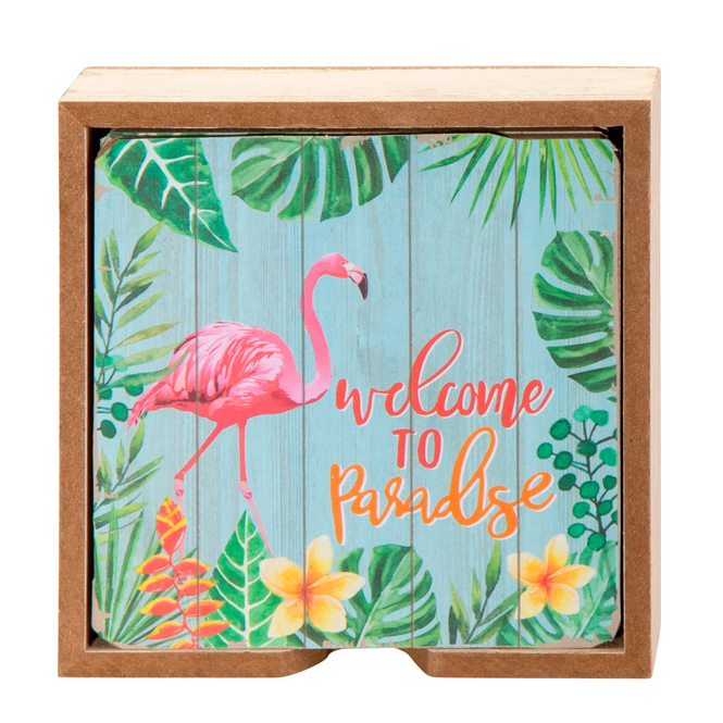 6 Untersetzer - Tropical - ca.  11 x 11 cm - 1 Set