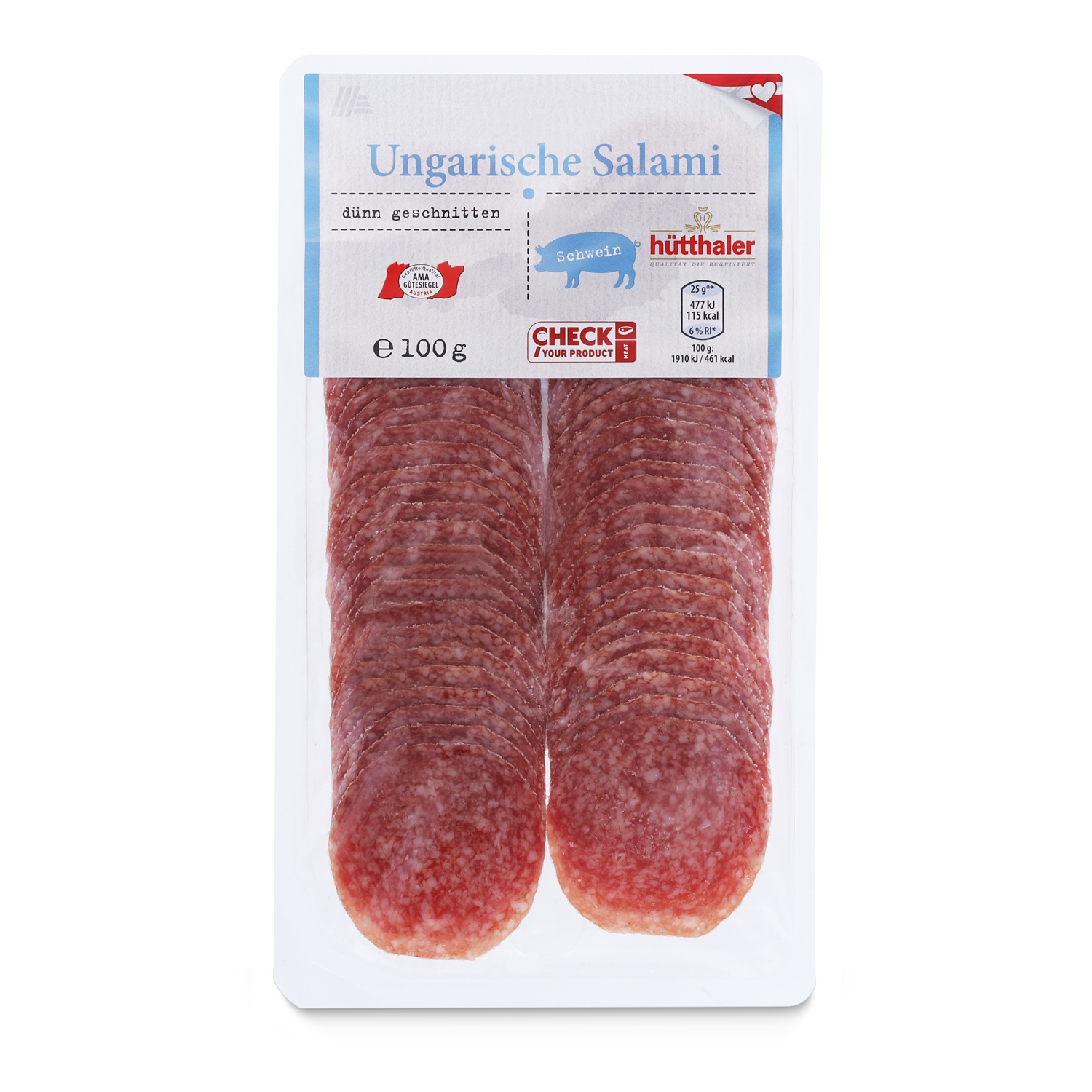 GENUSS 100% AUS ÖSTERREICH Hartwurst-Aufschnitt, Salami 100 g