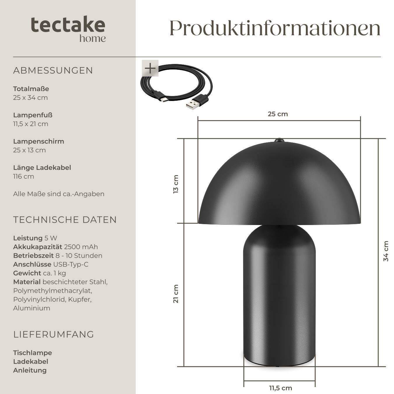 Akku-Tischlampe Kade