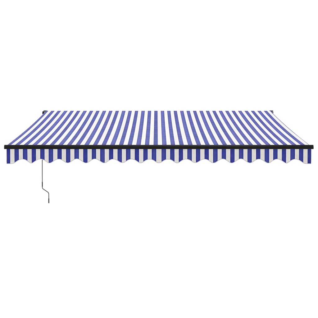 Auvent rétractable bleu et blanc 4x3 m tissu et aluminium