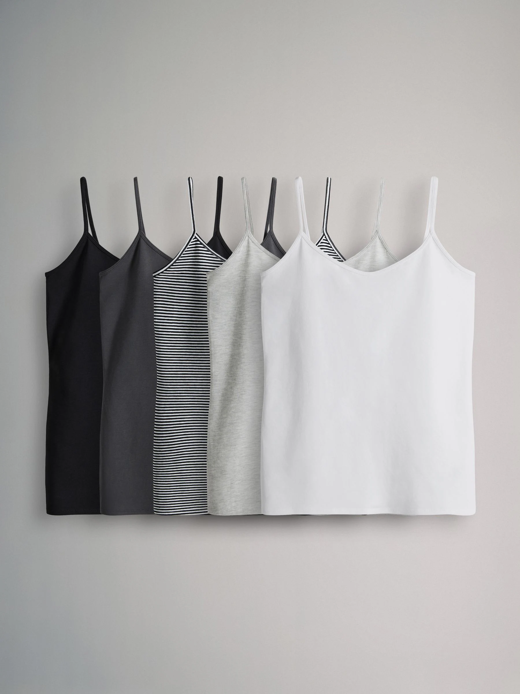 Zwart/grijs/Strepen/lichtgrijs gemêleerd/Wit - The Set 5 pakken dunne bandvest Tops
