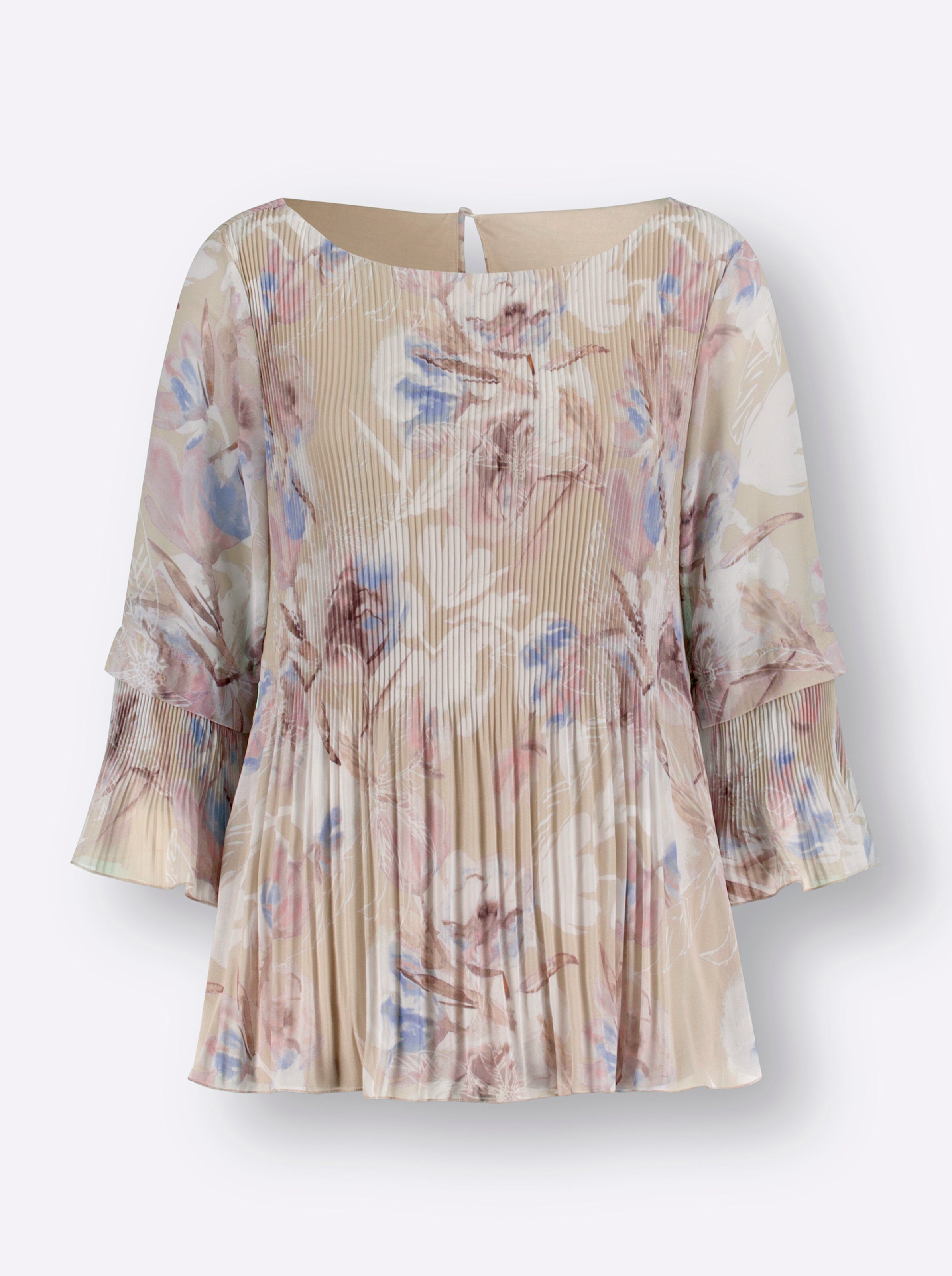 Bluse in sand-ecru-bedruckt