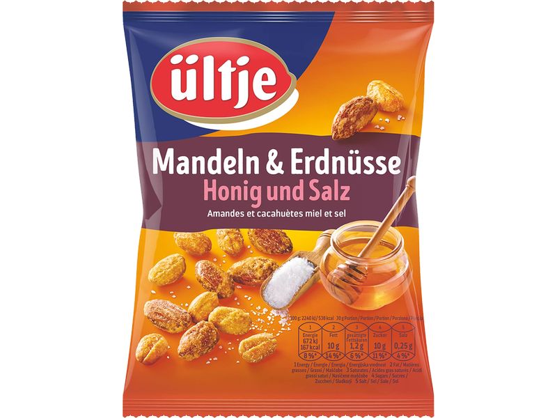 Ültje Mandeln & Erdnüsse Honig & Salz 200 g Knackiger Mix aus Mandeln und Erdnüssen