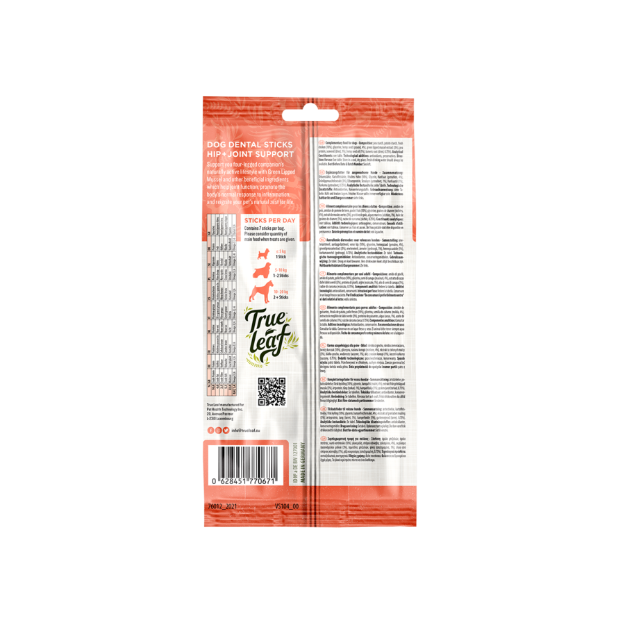 Palitos dentais True Hemp para quadril e articulações, sabor frango.