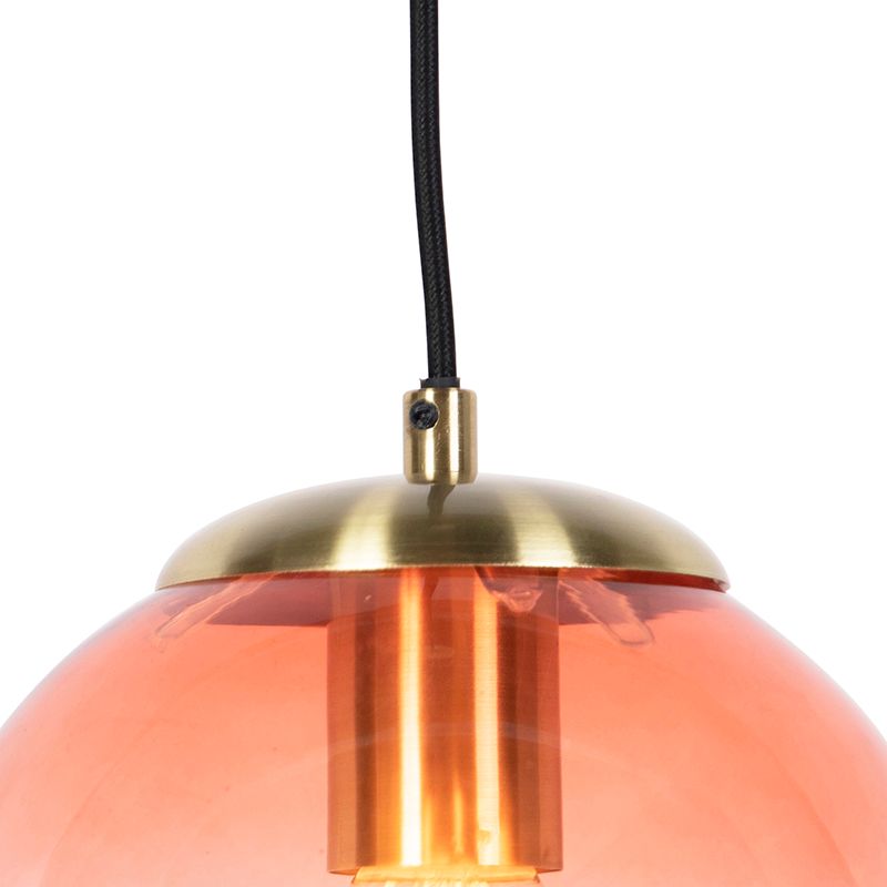 Art deco hanglamp messing met roze glas 20 cm - Pallon
