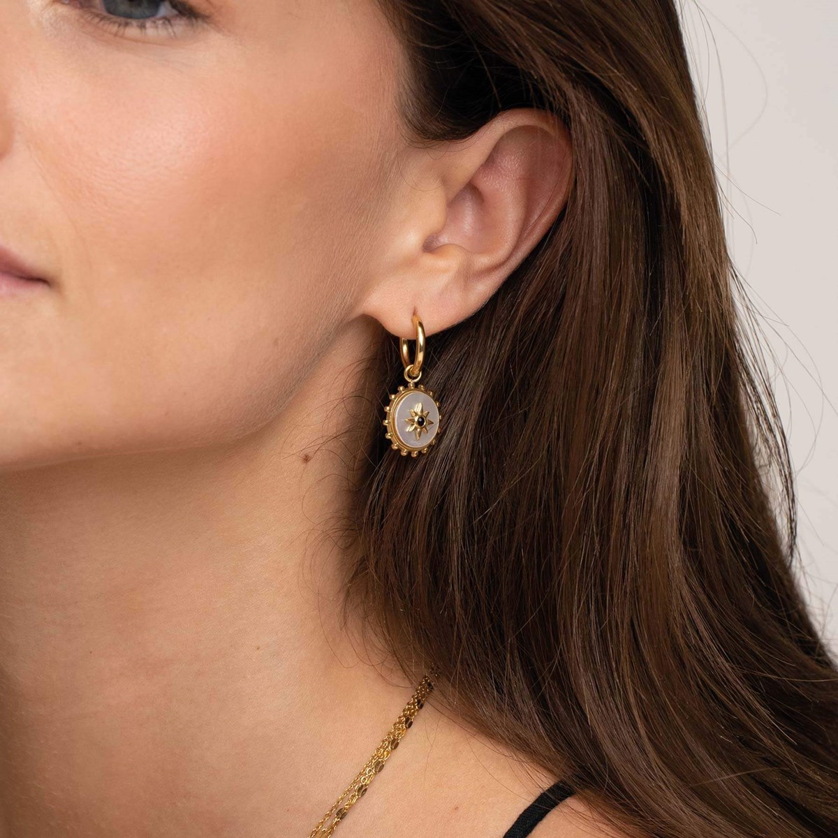 Boucles Etoile nacre acier or