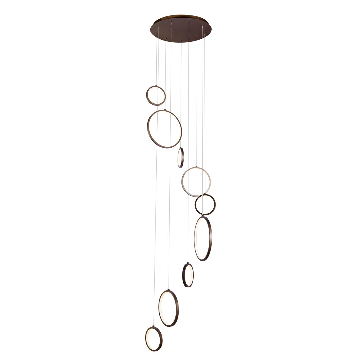 Design hanglamp donker brons 9-lichts incl. LED 3-staps dimbaar - Vide Anella