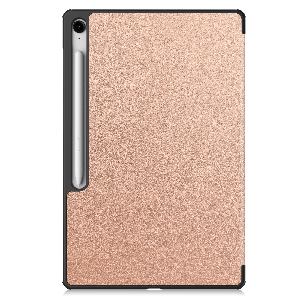 Samsung Galaxy Tab S10 FE  Plus Flipcase Hülle Ledertasche mit Aufstellfunktion Litchi Look   S-Pen Halterung - Roségold