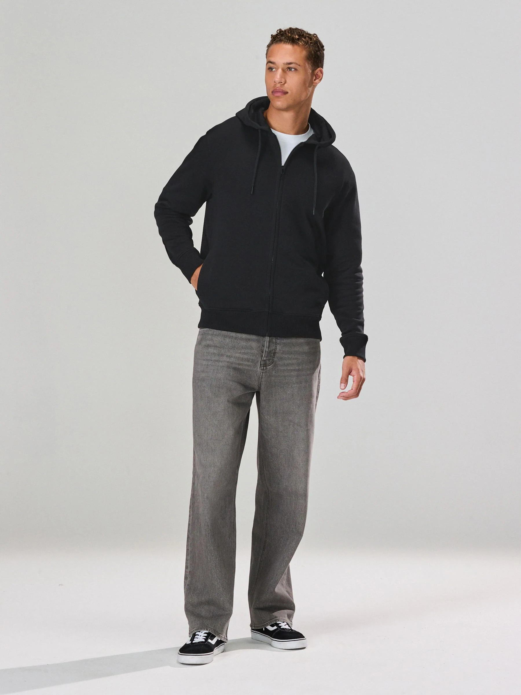 Zwart - Cotton Rich Heavyweight Jersey Full Zip Hoodie
