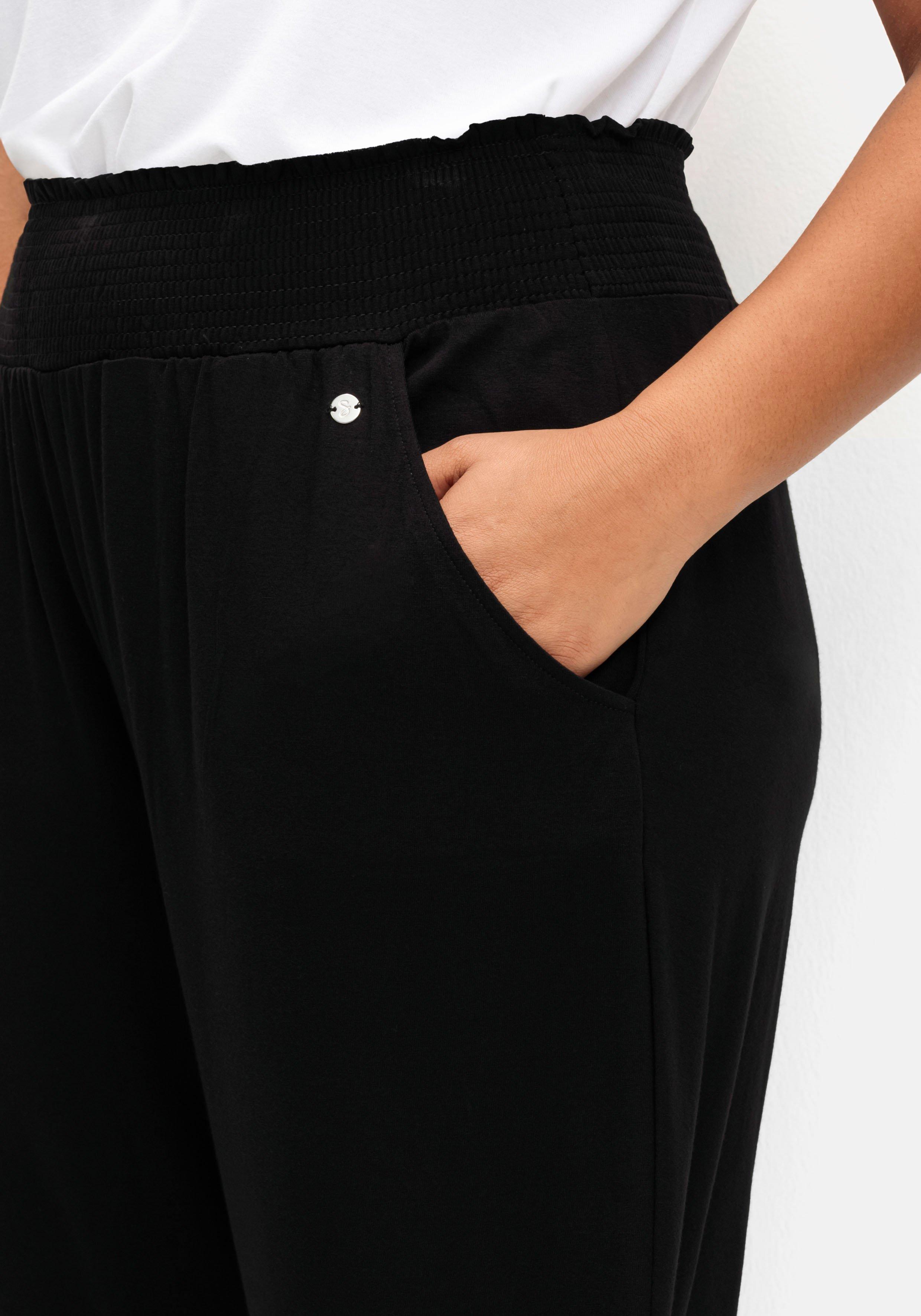 Jerseyhose mit breitem Smokbund und Blumendruck