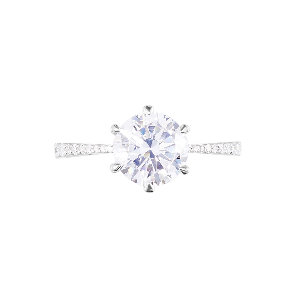Bague Solitaire Ritage Or Blanc Oxyde De Zirconium