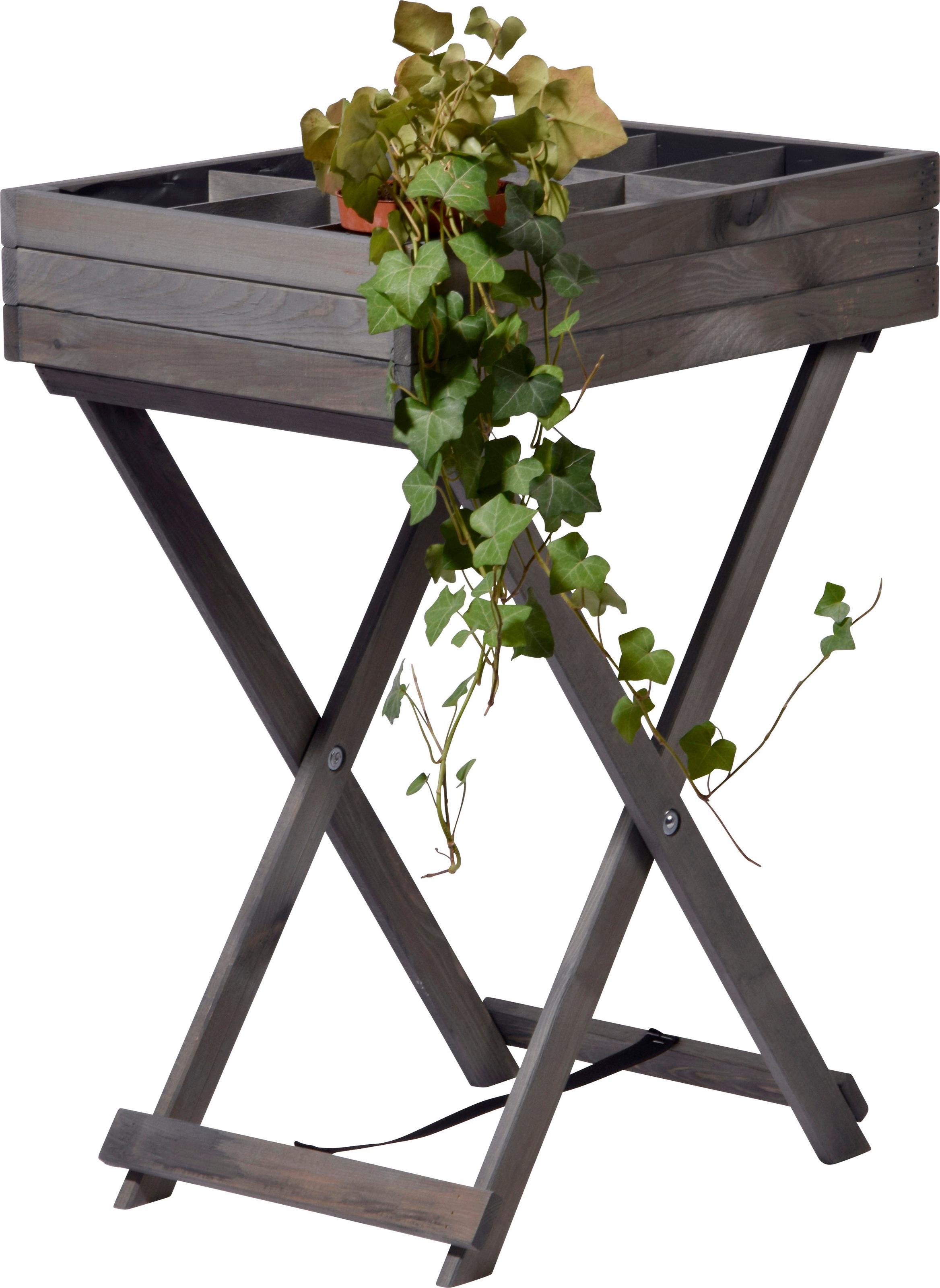 dobar Anzuchttopf klappbarer Kräutertisch, Kiefer, grau