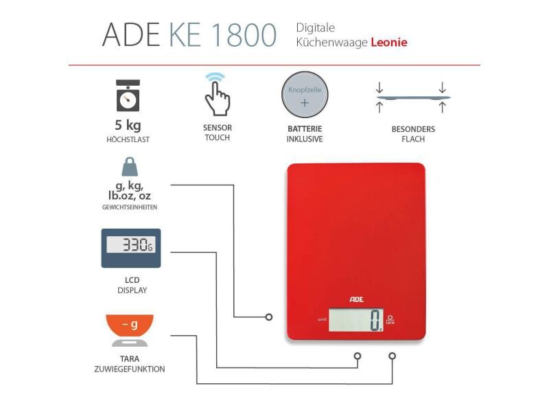 ADE Küchenwaage Leonie Rot Waage in Rot