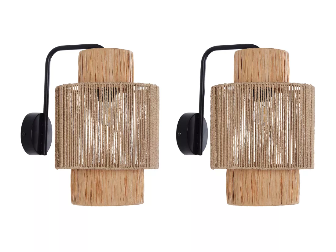 Lot de 2 lampes murales JAMMA Osier Naturel