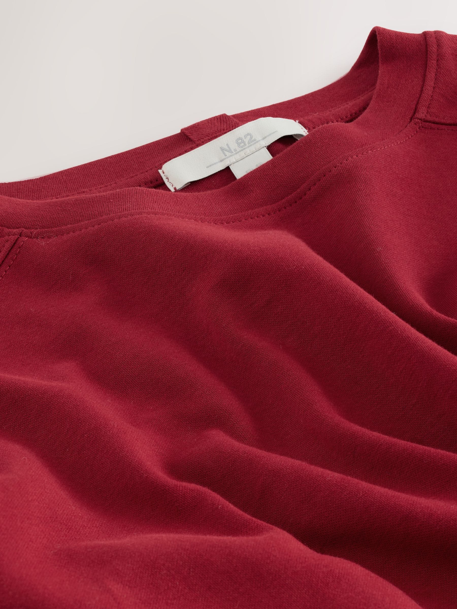 Kersrood - Dik T-shirt met lange mouwen en ronde hals