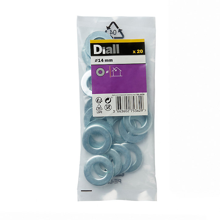 Rondelles plates moyennes en acier au carbone ø 14mm - 20 pièces