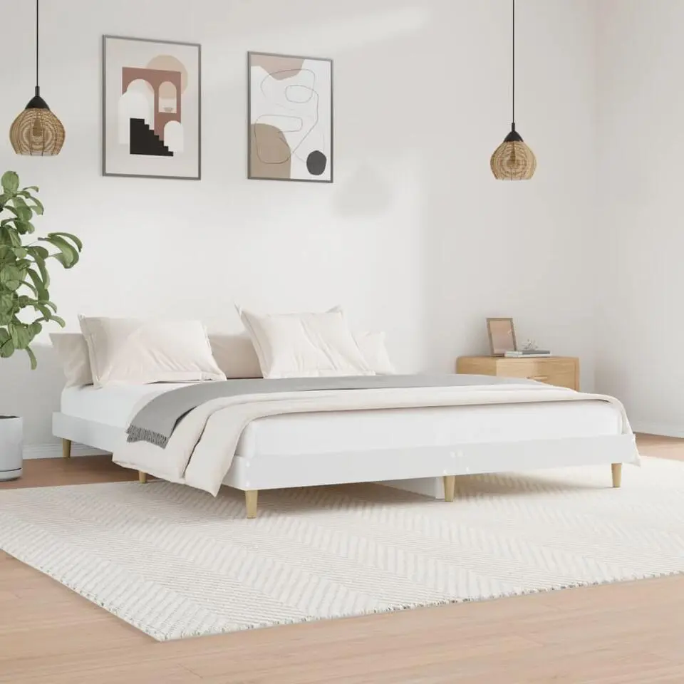 vidaXL - Hout bed frame met lattenbodem - Wit - 140x200 cm