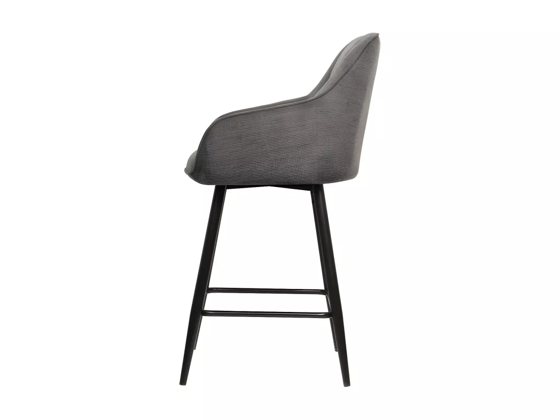 Tabouret de bar Rio gris foncé pieds métal noir