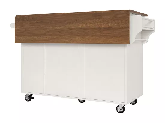 Chariot cuisine salle à manger amovible plan de travail porte-serviettes étagère à épices plateau bois blanc