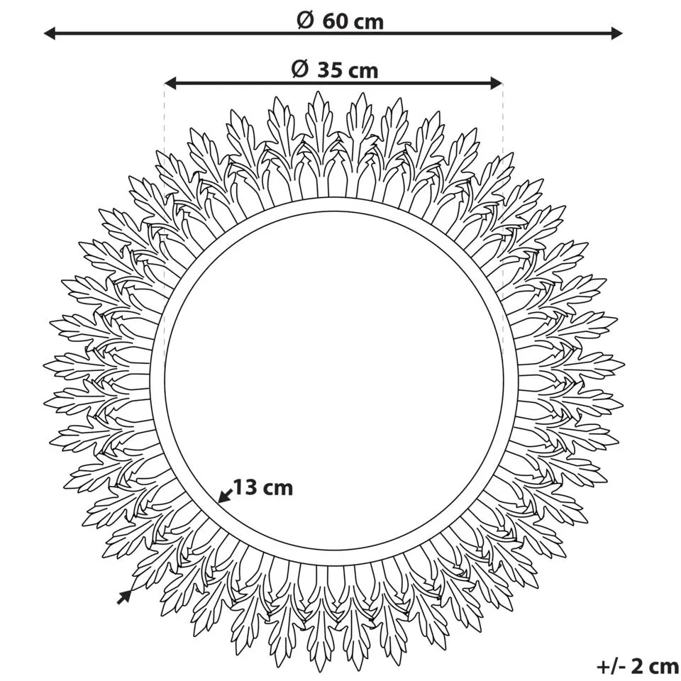 VOREY - Wandspiegel - Goud - Metaal