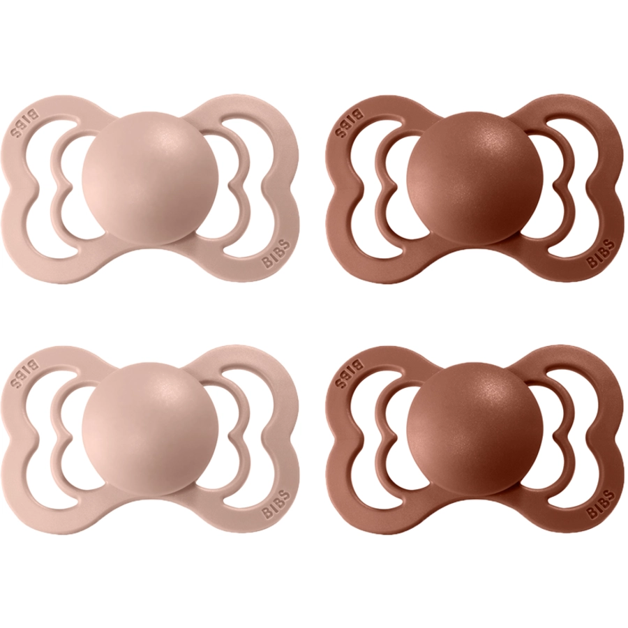 BIBS® Schnuller Supreme Blush  Woodchuck Latex 0-6 Monate, 4 Stk.