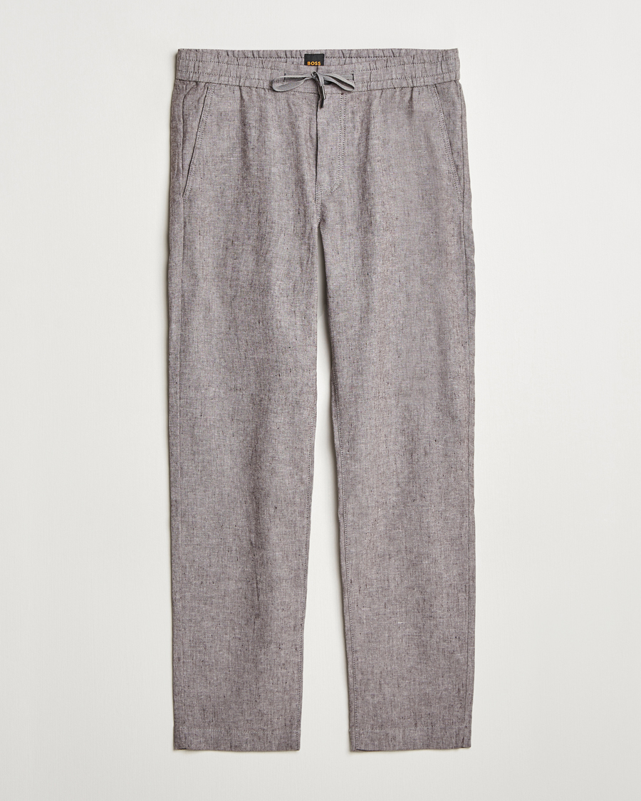 BOSS ORANGE Sanderson Linen Pants Open Brown