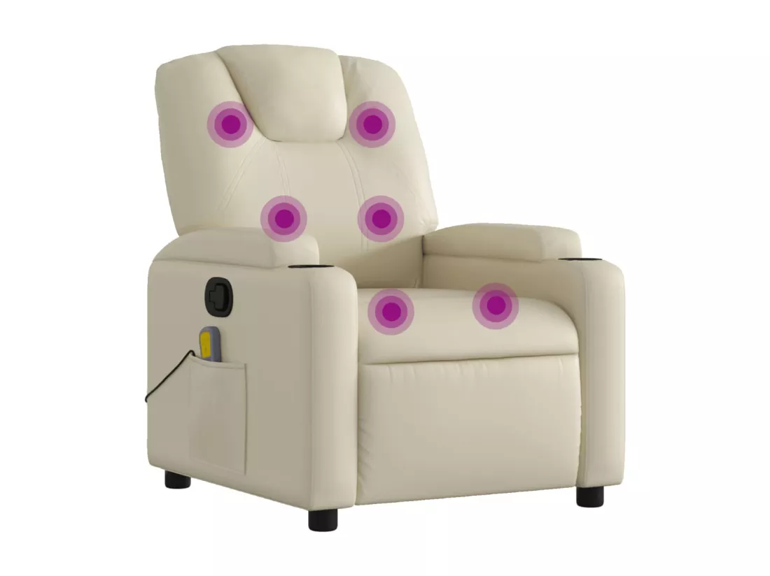 Fauteuil inclinable massant Crème Similicuir