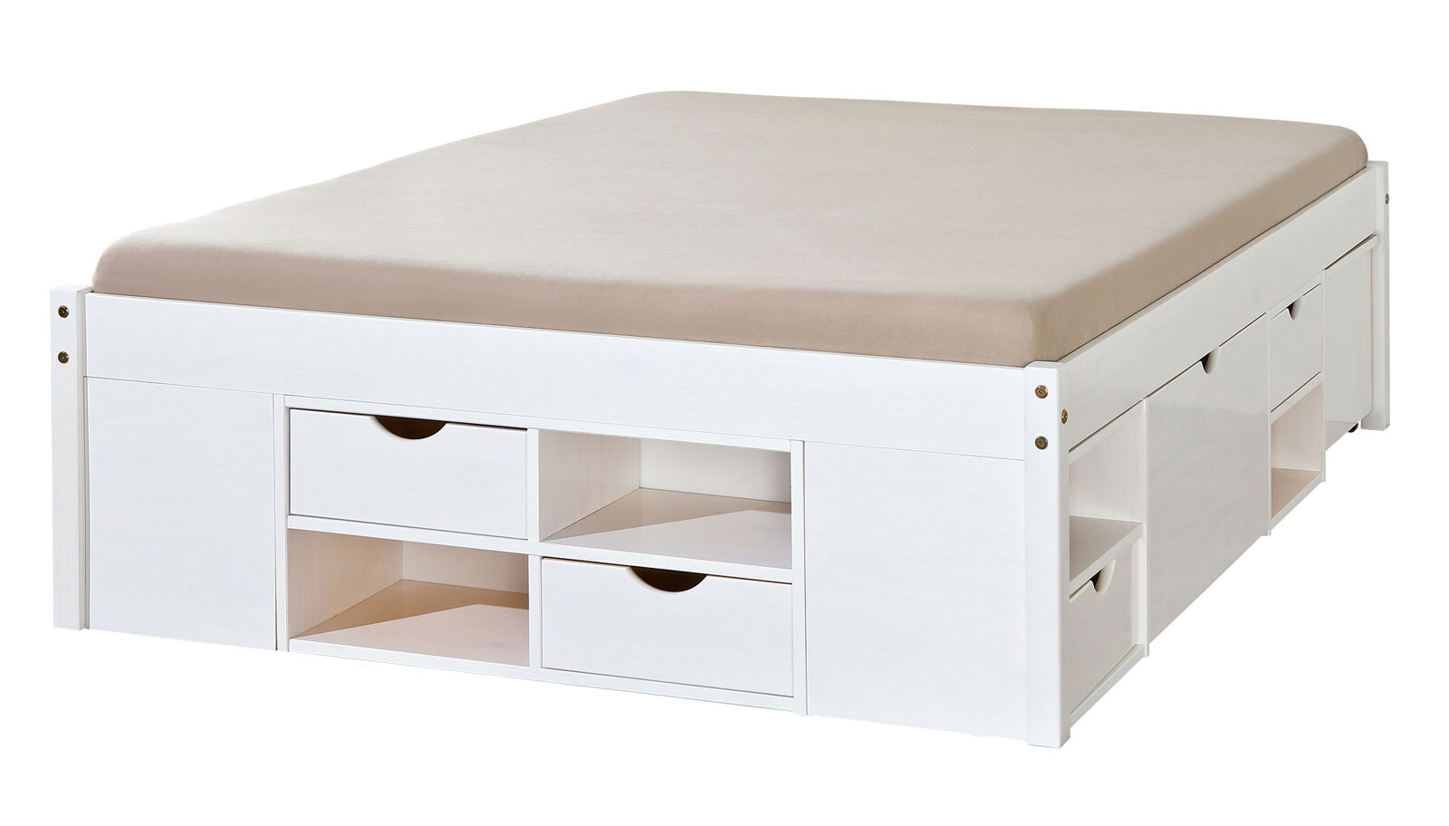 Stauraum-/Funktionsbett LAURO140 x 190 cm weiß