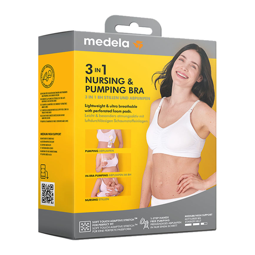 Medela 3-i-1 amme-BH hvit L 1 stk
