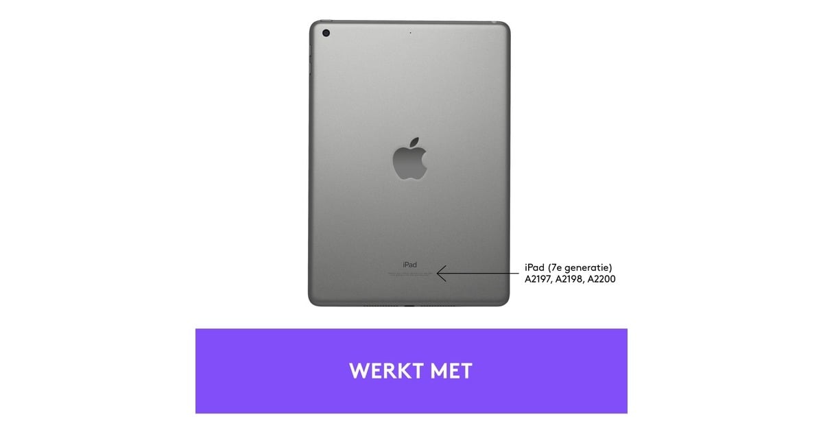 LogitechSlim Folio voor iPad (7e generatie) tablethoes  (Zwart, Bluetooth Low Energy)