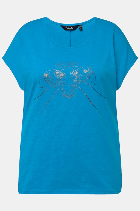 T-Shirt, Metallic-Tiermotiv, Oversized, Rundhals, Halbarm