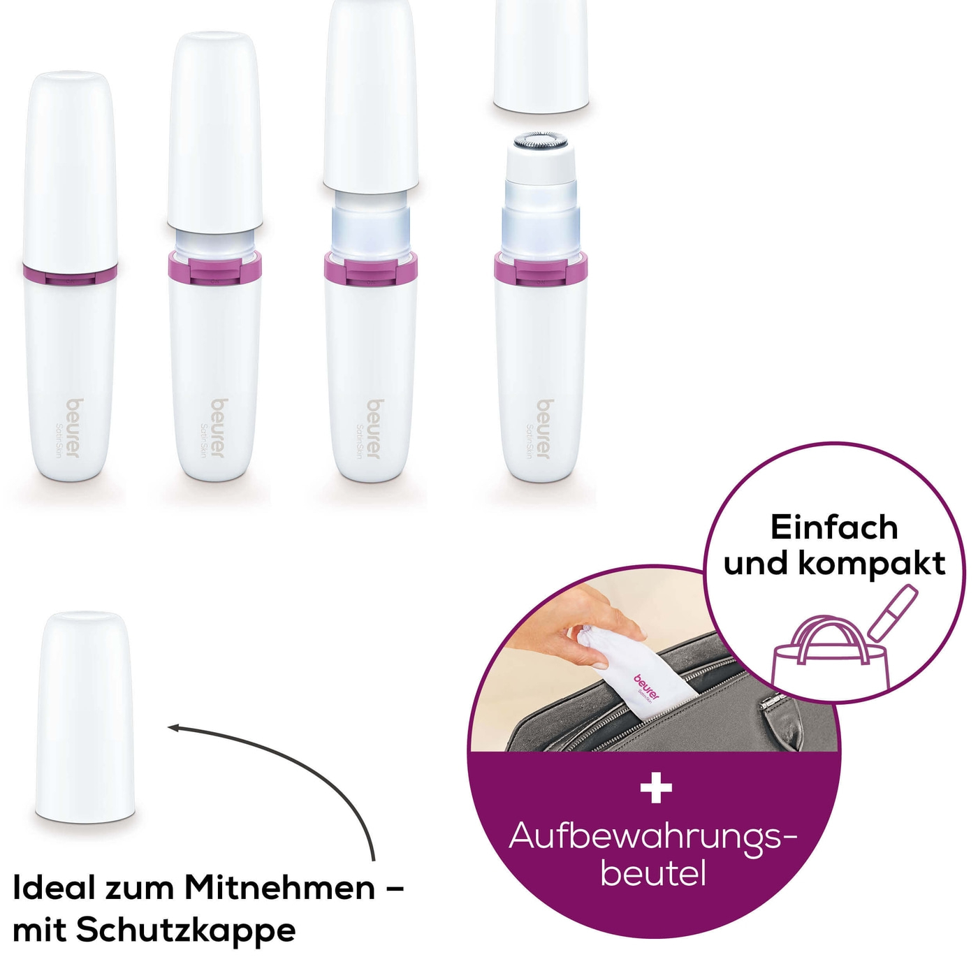 HL 16 Gesichtsrasierer Augenbrauen / Nasen- / Ohrenhaar Trimmer (57612) - Weiss / Lila