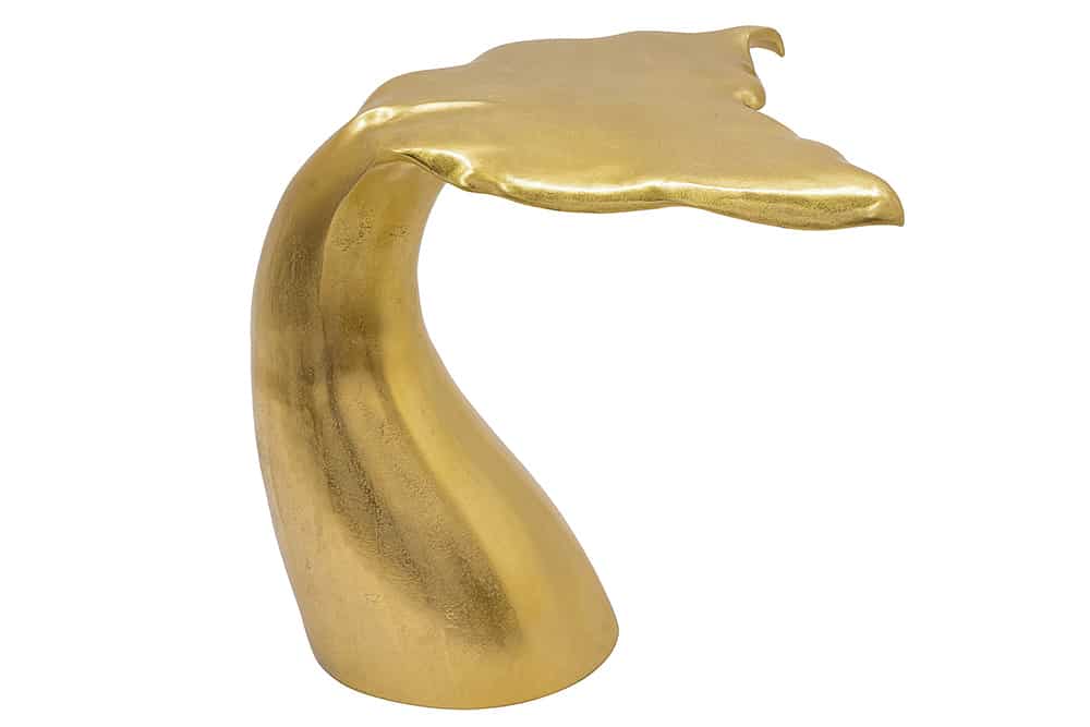 Design Beistelltisch WILDLIFE Walflosse 60cm gold Metall handmade
