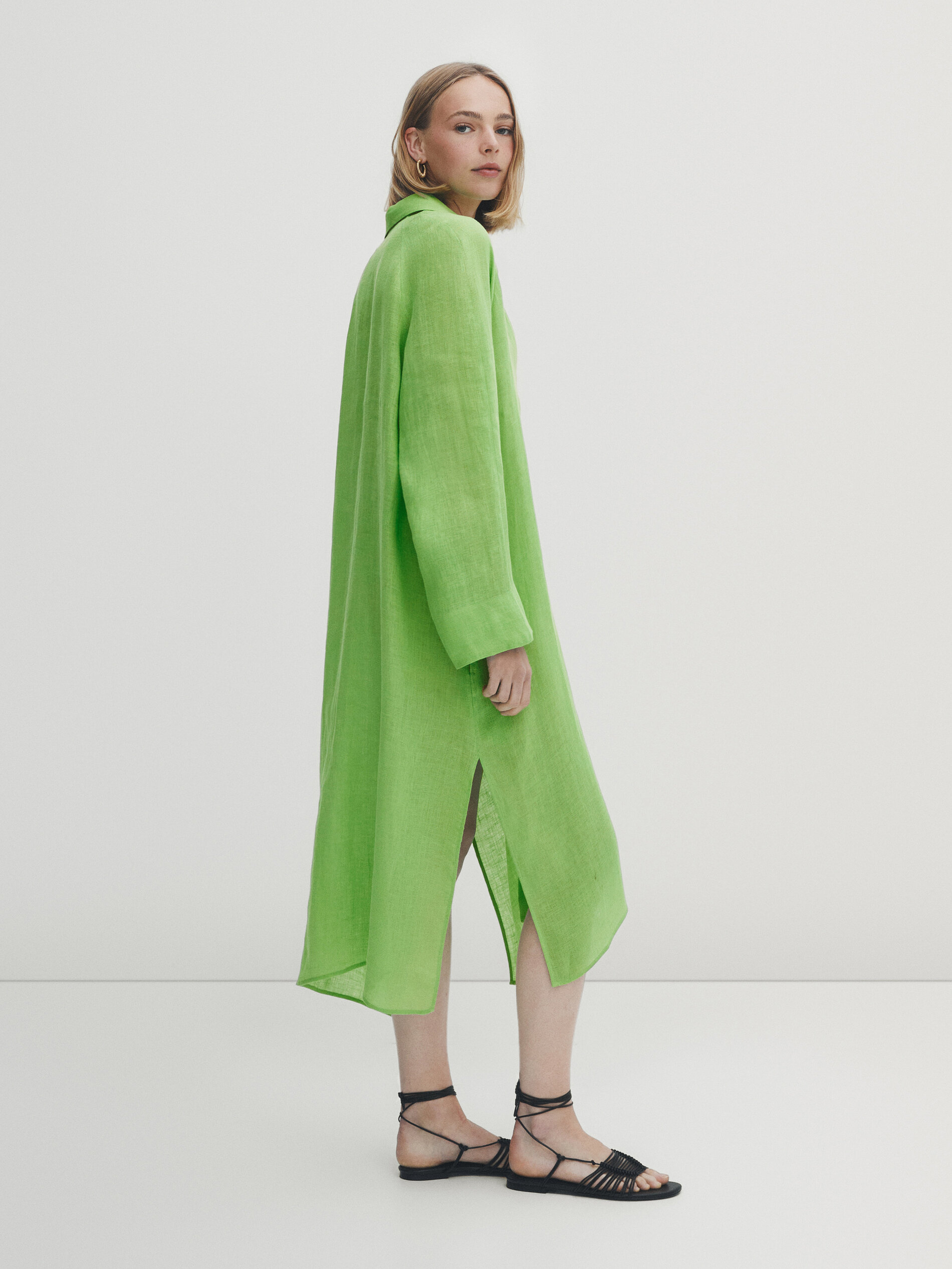 Blusa Maxi 100% Linho com Bolso - VERDE CLARO
