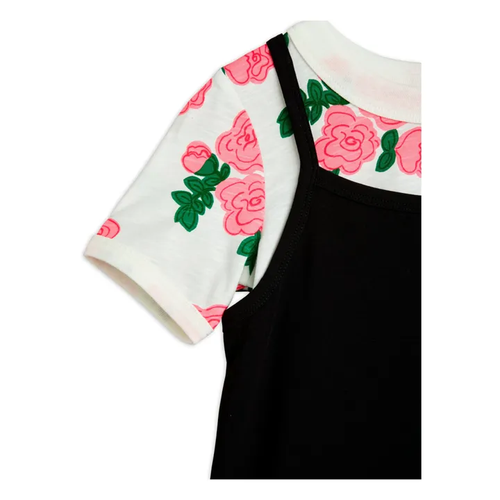 Mini Rodini Robe et T-Shirt Superposé Coton Bio Rose | Noir