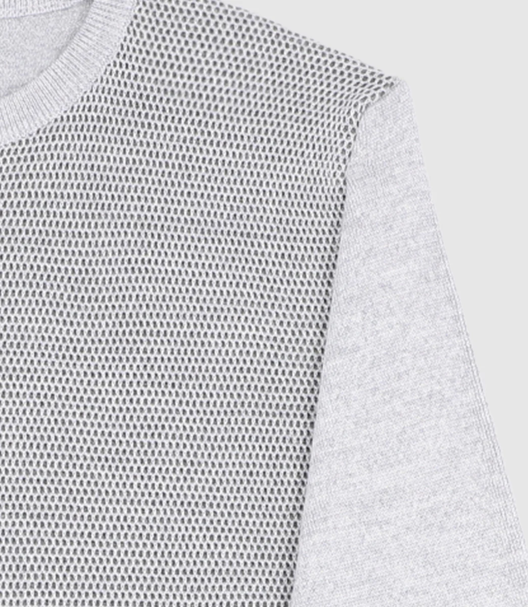 Pull en laine mérinos gris BORIS