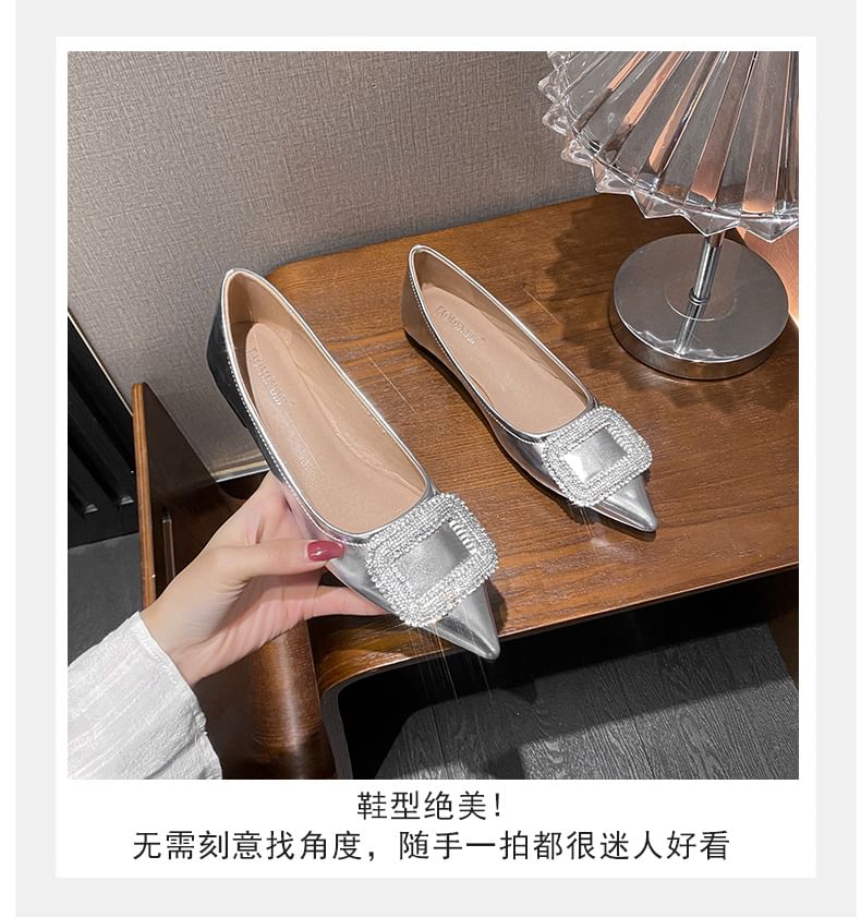 Anran - Puntige teen flats met strass accent