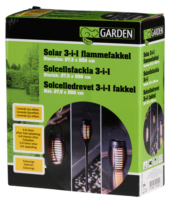 Solar 3-i-1 flammefakler LED 50 cm 3-pk. - Garden