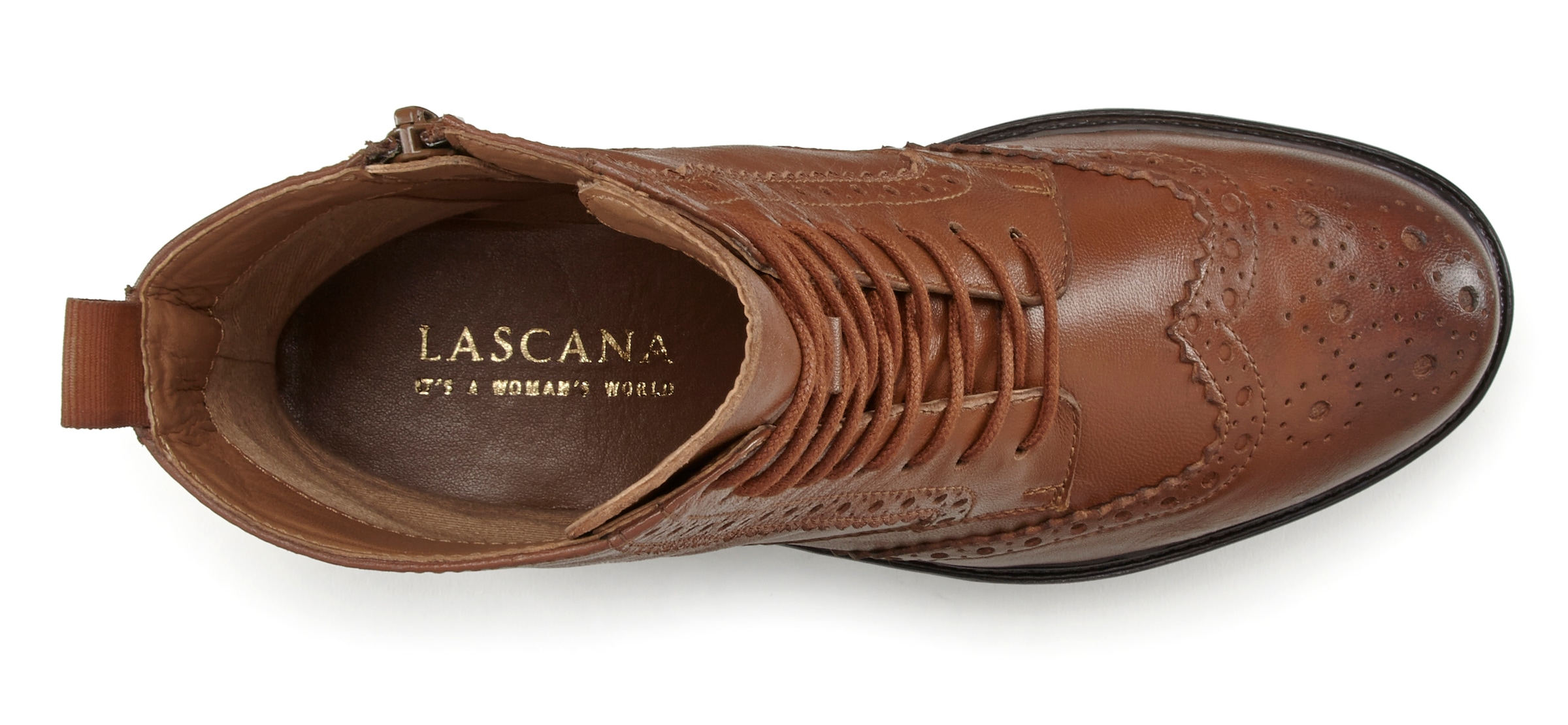 LASCANA Schnürboots  Schnürstiefelette, Ankle Boots, Leder, Schnüren & Reissverschluss