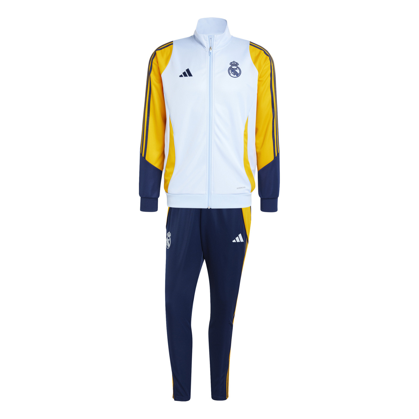 Adidas Real Madrid Trainingspak Full-Zip 2024-2025 Lichtblauw Donkerblauw Geel
