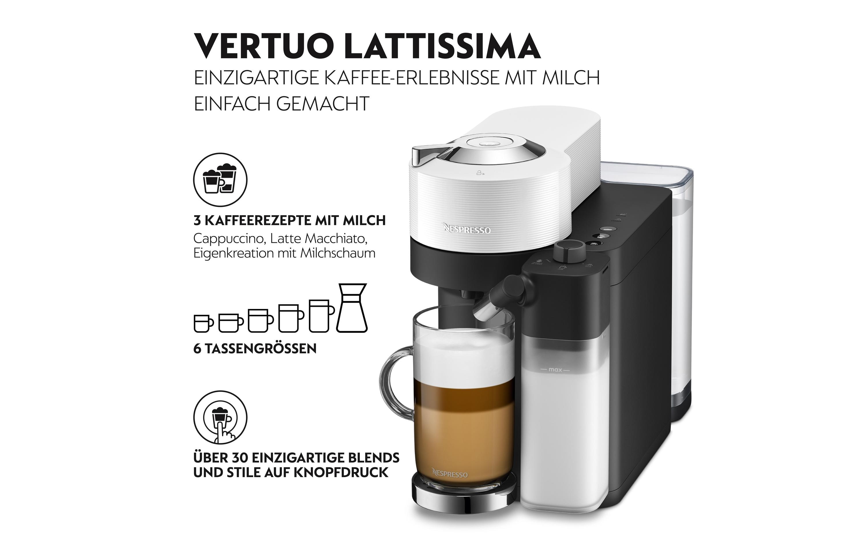 Kaffeemaschine Nespresso Vertuo Lattissima ENV300.W Weiss<br>Kaffeemaschine