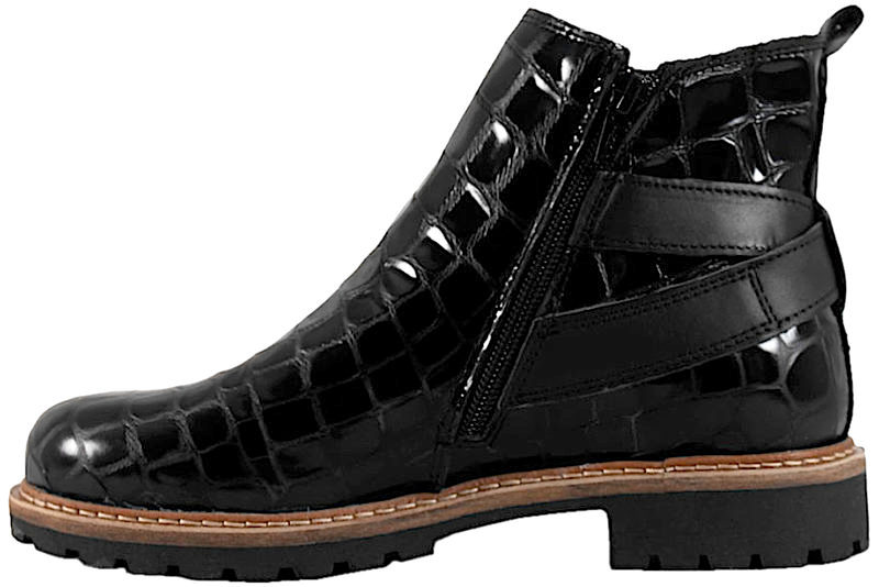 NEW FEET STØVLE I SORT KROKOPRÆGET POLIDO
