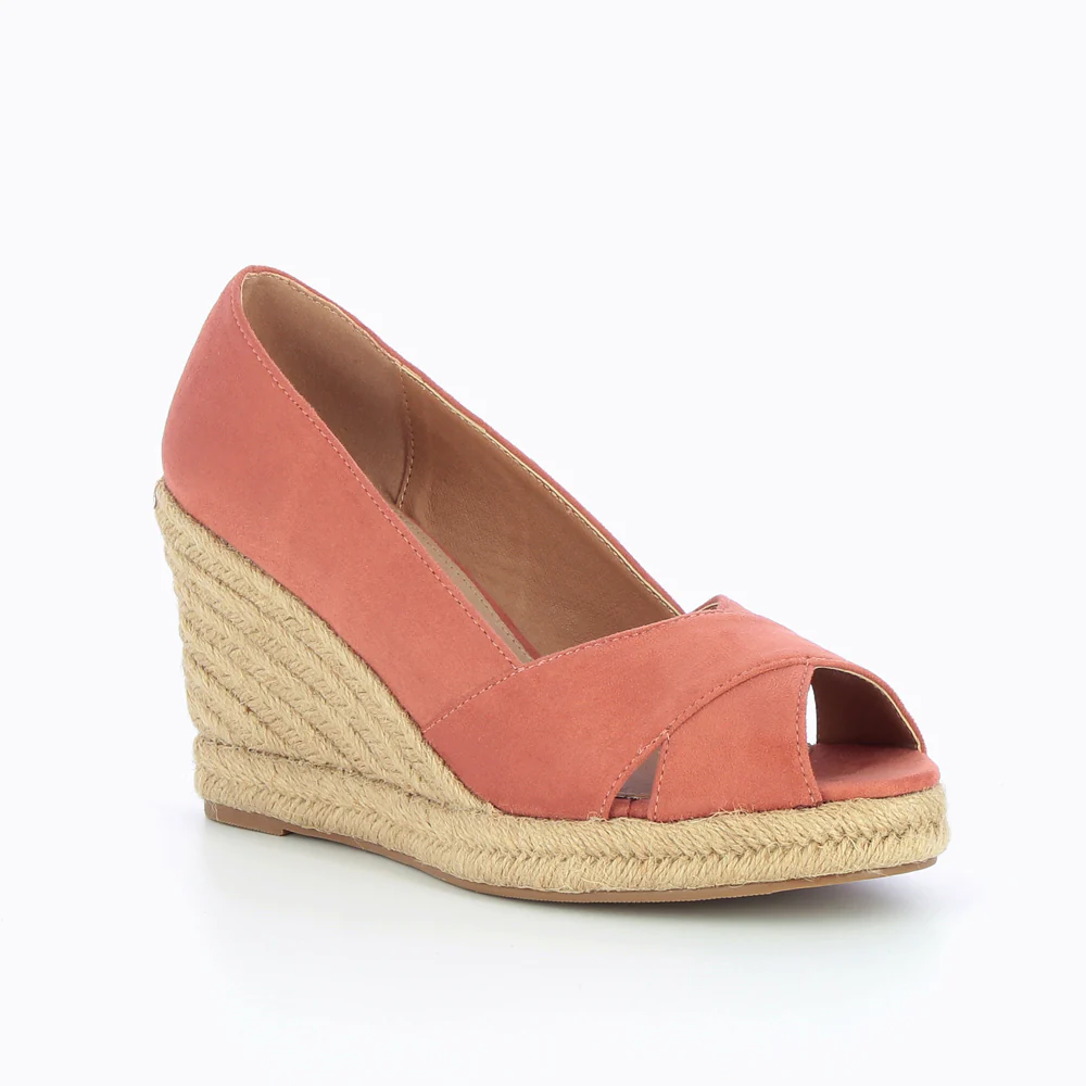Sandales à talon, Compensées-Sandales compensées peep-toe Milena brique