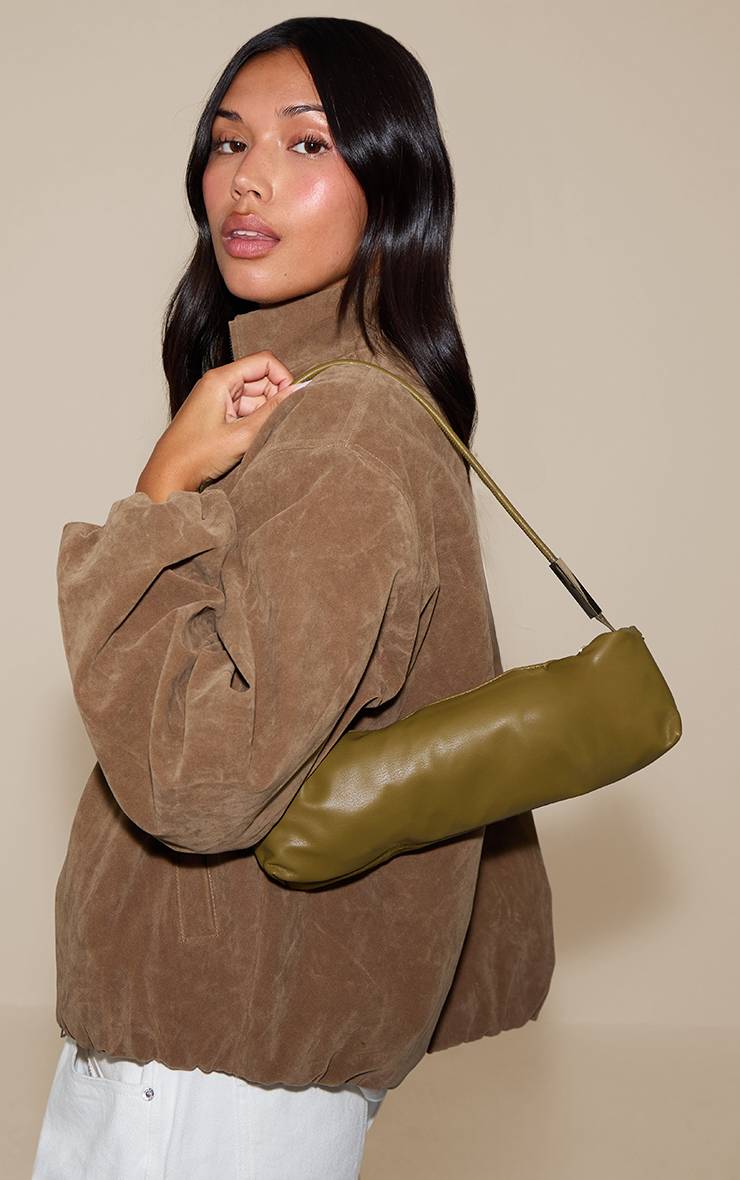 Vert Olive Sac À Bandoulière En Synthétiquecuir Souple Avec Détails Dorés
