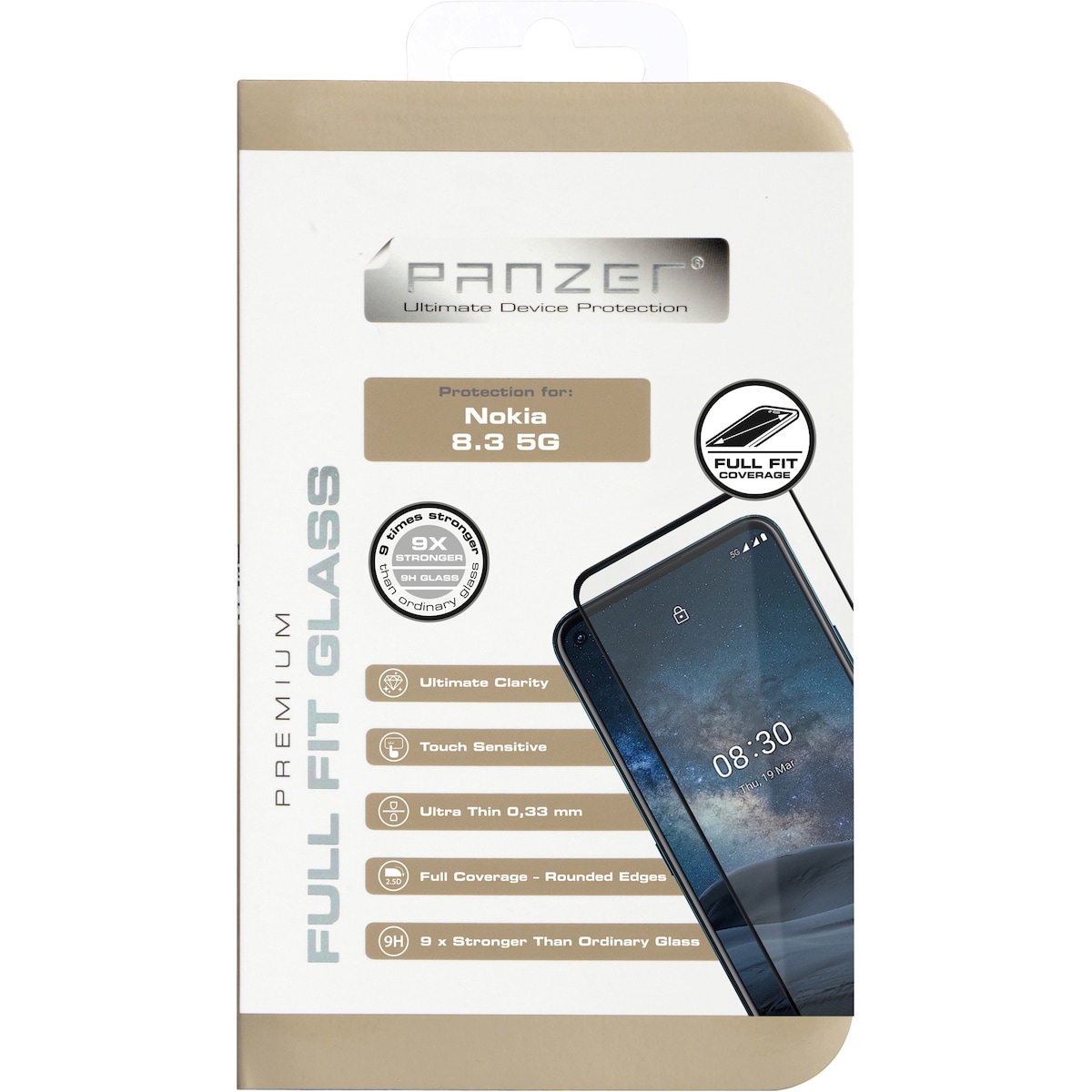 Panzer Full-Fit Nokia 8.3 skjermbeskytter (sort)