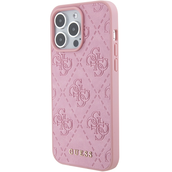 iPhone 15 Pro Hybrid Hardcase Hülle mit Leder Rückseite (GUHCP15LP4EPMP) - Rosa