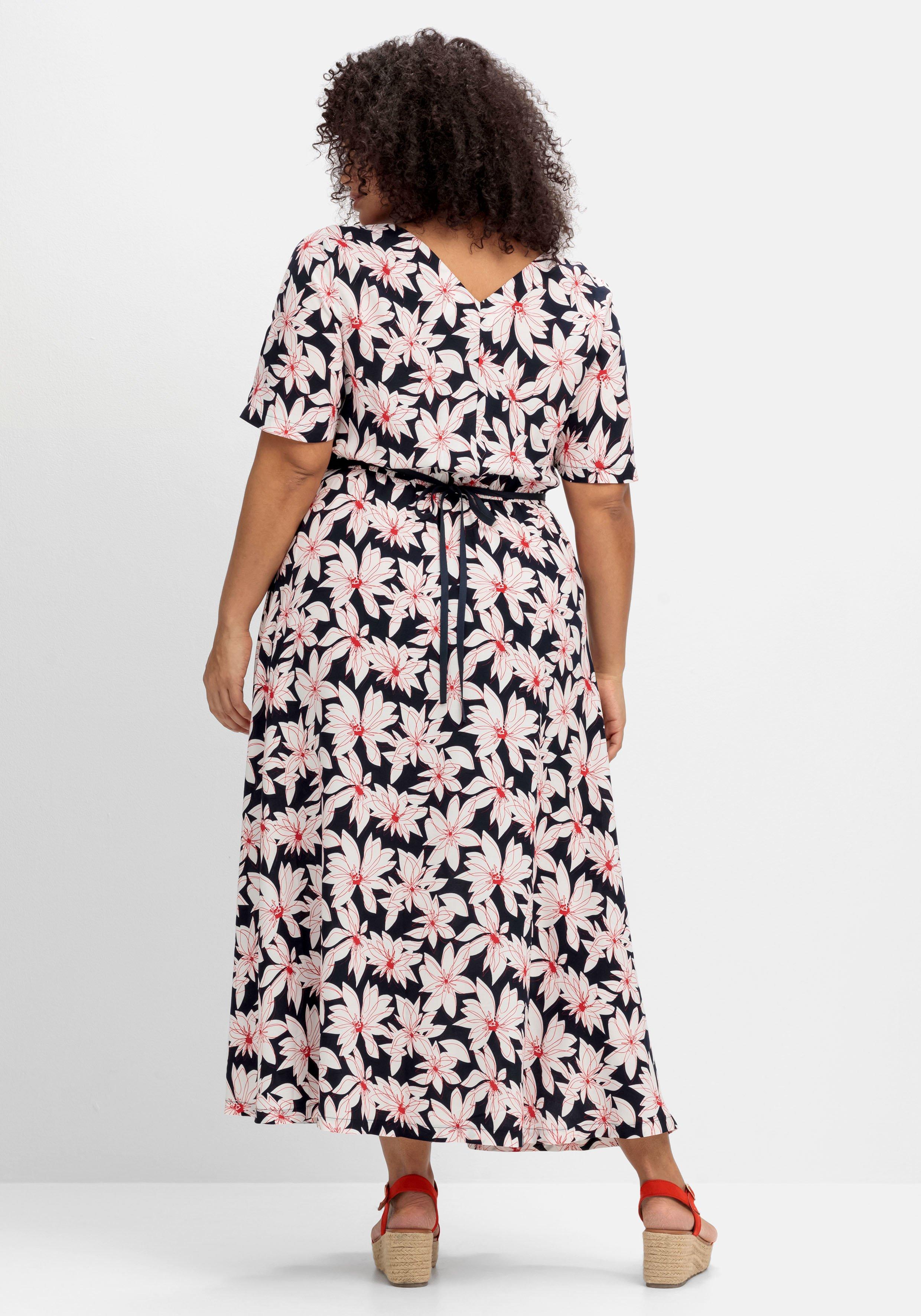 Maxikleid mit Blumenprint und Taillen-Bindeband