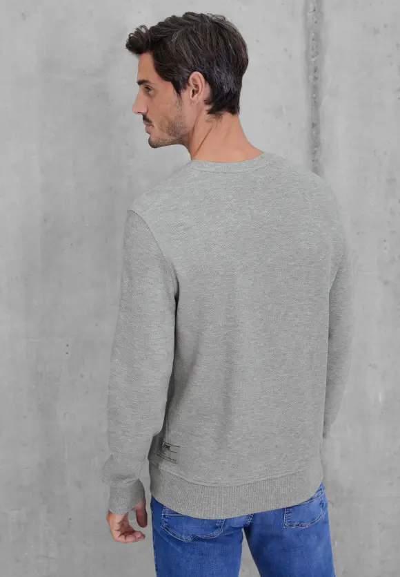 Sweatshirt in Piqué - silver grey melange