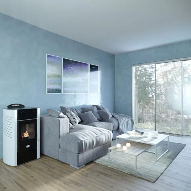 STUFE A PELLET ITALIA Siberia Idro 15 KW WiFi | Hydro-Pelletöfen für Heizung und Warmwasser Effizienz 90% Heizt 90m² Autonomie 20 Std Programmierbar WiFi-Steuerung 5 Kräfte 24 Monate Garantie Weiß
