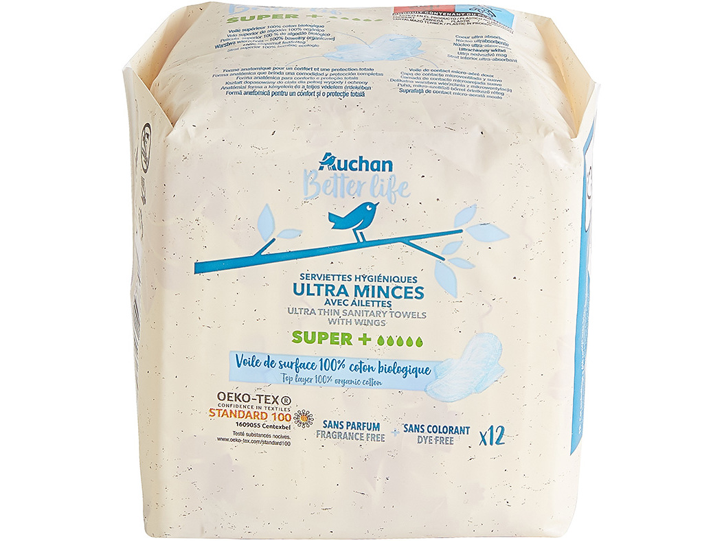 PENSOS HIGIÉNICOS AUCHAN BETTER LIFE SUPER C/ABAS 12UN